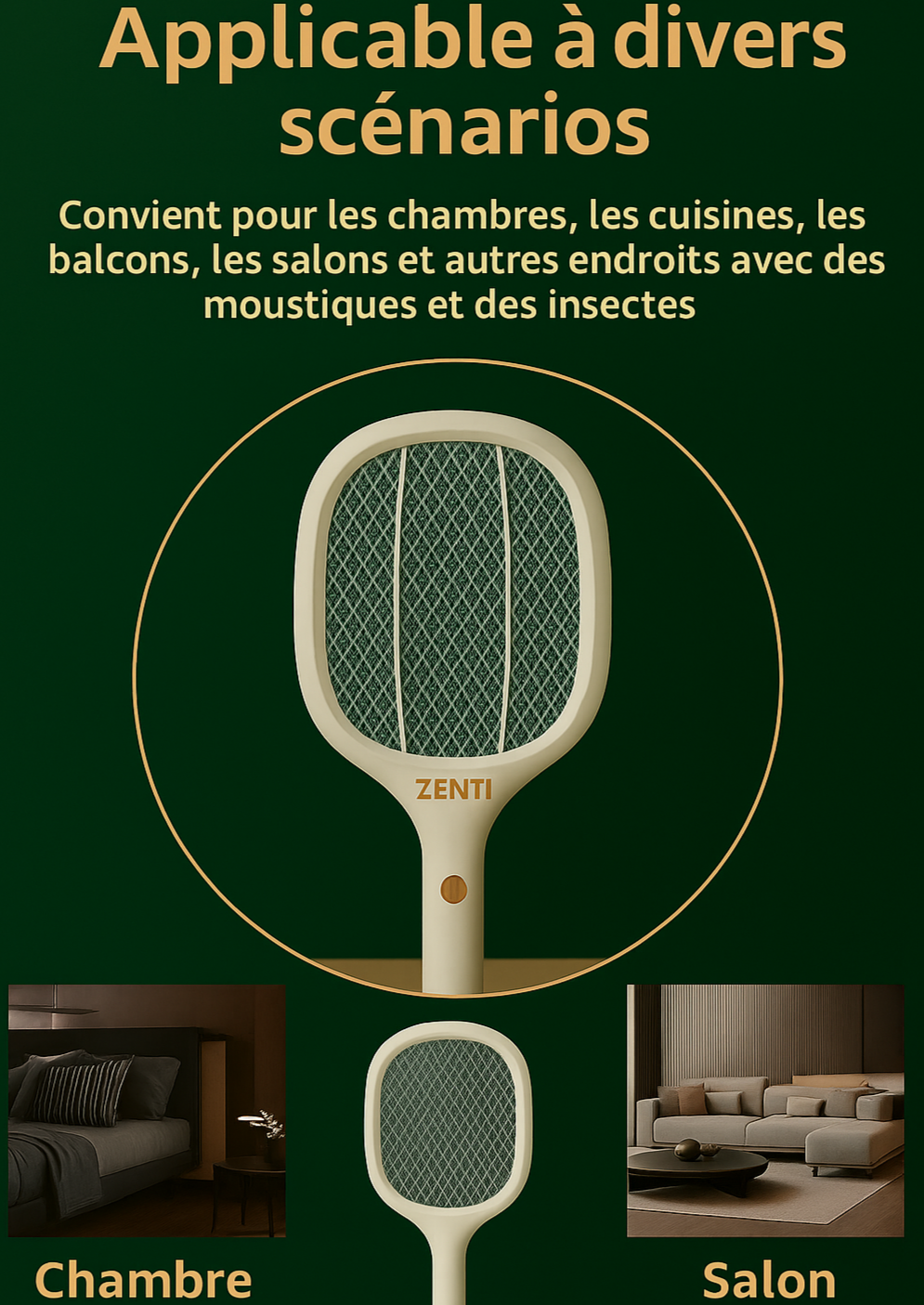 Lampe Anti-Moustique 2-en-1 – Rechargeable USB, Protection Intérieure & Extérieure