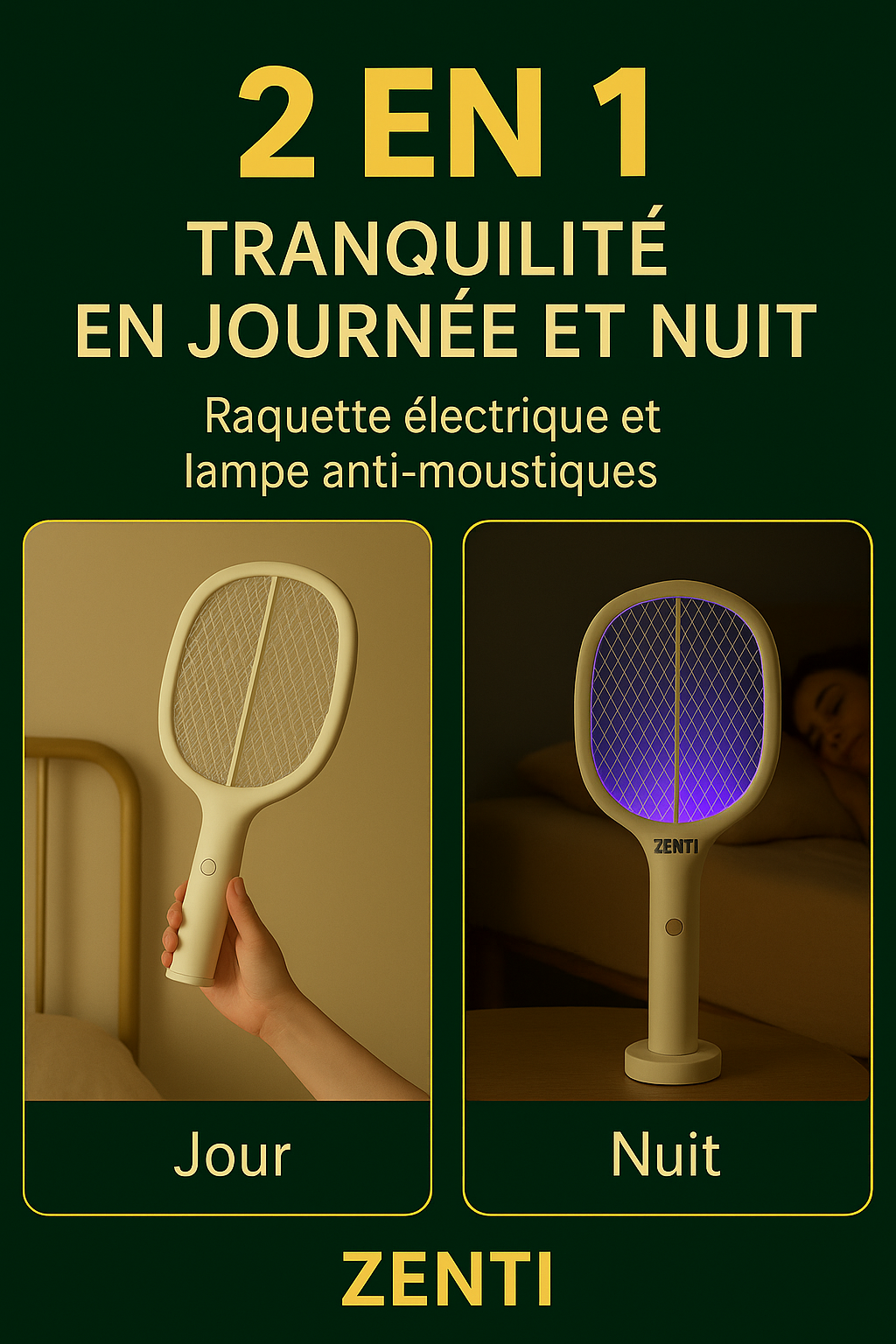 Lampe Anti-Moustique 2-en-1 – Rechargeable USB, Protection Intérieure & Extérieure